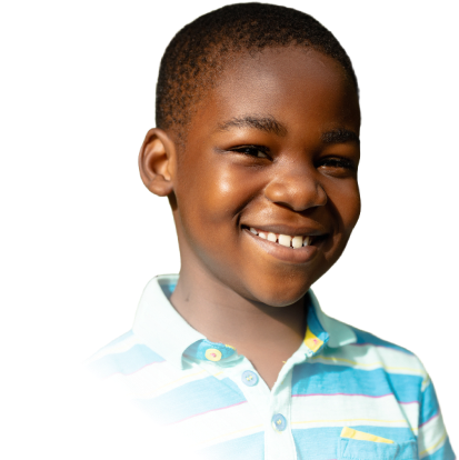 Smiling Liberian boy in a striped polo shirt