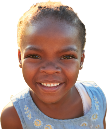 Smiling Liberian girl in a blue dress